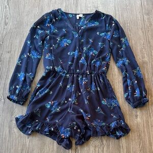 Japna Navy Floral Long Sleeve Romper